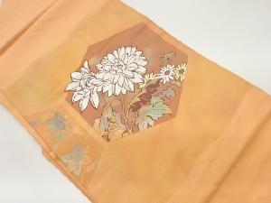 亀甲に花々模様織出し名古屋帯